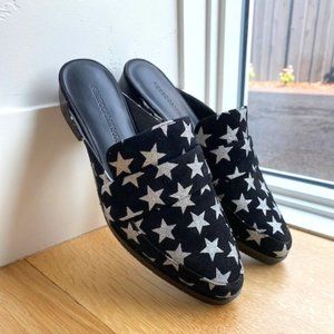 NEW | Never worn | Rebecca Minkoff Black Suede Mules with Silver stars